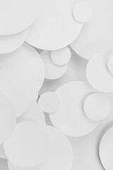 Poster - White abstract background of fly paper circles different size, perspective, top view, top view, backdrop for advertising, design, card, poster, flyer, text in elegant light modern purity calm style.