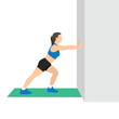 © lioputra - Woman doing straight leg calf stretch exercise. Flat vector illustration isolated on white background