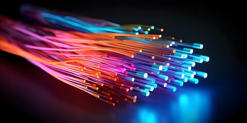 Wall Mural - bundle of fiber optic cables. optical fiber cable colorful illustration created using generative ai 