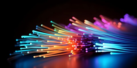 Wall Mural - bundle of fiber optic cables. optical fiber cable colorful illustration created using generative ai 