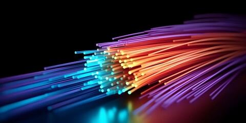 Wall Mural - bundle of fiber optic cables. optical fiber cable colorful illustration created using generative ai 