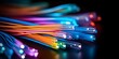 Bundle of fiber optic cables. Optical fiber cable Colorful illustration created using generative AI tools