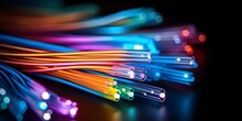Bundle Of Fiber Optic Cables. Optical Fiber Cable Colorful Illustration Created Using Generative AI Tools