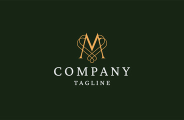 Wall Mural - The luxurious letter M logo exudes an air of elegance, sophistication, and opulence. The logo features a beautifully crafted capital letter 