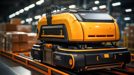 Poster - Factory Automation with AGV and robotic arm in transportation, Factory 4.0 concept