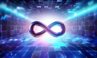 Endless infinity sign of virtual reality metaverse digital innovation game or internet future online simulation media cyber and world on connection technology with visual interaction, AI generative