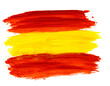 Leinwandbild Motiv Spanish flag painted with color brush strokes. Isolated image