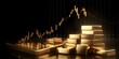 © Lucky Ai - Gold bar stack and investment stock graph business concept on gold particles background with growth financial money exchange chart coin treasure. Generative AI