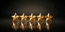 Five Gold Star Rate Review Customer Experience Quality Service Excellent Feedback Concept On Best Rating Satisfaction Background With Flat Design Ranking Icon Symbol. Ai Generative
