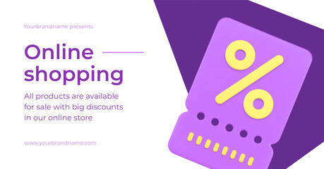 Poster - Online shopping sale discount special offer coupon with percent 3d banner realistic vector