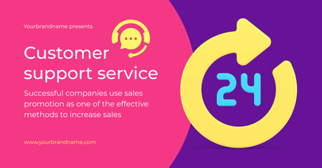Poster - Customer support service helpline helpdesk consultation assistance 3d banner realistic vector