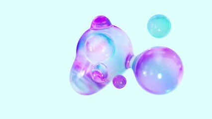 Aufkleber - Metaball animation to transform liquid blobs. Background of 4K Ultra HD 3D Abstract Colorful Metaballs. a looping, seamless 3D animation.