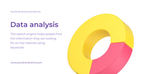Poster - Data analysis business planning financial management circle chart diagram 3d banner realistic vector