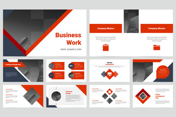 Red and black business work slideshow presentation template