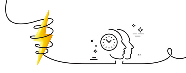 Poster - time management line icon. continuous one line with curl. clock sign. teamwork symbol. time manageme