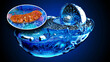 Abstract 3D illustration of the biological cell and the mitochondria