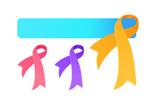Realistic Awareness Ribbon Set In Different Color