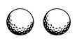 Vector Golf Ball - Black and White Close-up Icon isolated on transparent background. three-dimensional vector illustration