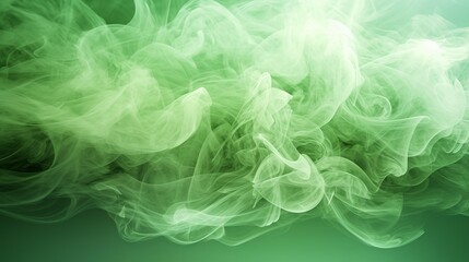 Wall Mural - Digital wallpaper featuring multiple green and white smoke elements, creating a captivating and ethereal composition. Generative Ai