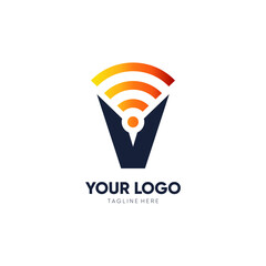 Wall Mural - Letter V Initial Signal Logo Design Vector Icon Graphic Emblem Illustration 