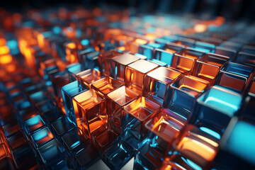 Aufkleber - Beautiful Abstract colourful cube background. Starburst dynamic rings.  Generative AI technology.