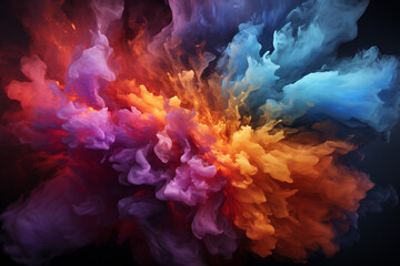 Poster - explosion of fire abstract background with colorful smoke.  Generative AI technology.