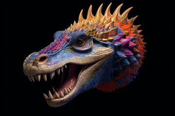Aufkleber - An image showcases a striking and geometrically inspired interpretation of a crocodile skull, with sharp angles and contrasting colors. Generative AI technology