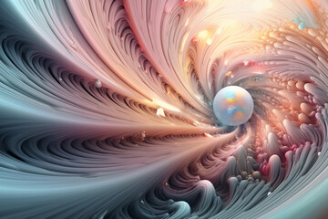 Poster - An abstract Callisto with swirling geometric patterns and soft pastel colors, evoking a sense of tranquility and serenity in the cosmic expanse. Generative AI technology