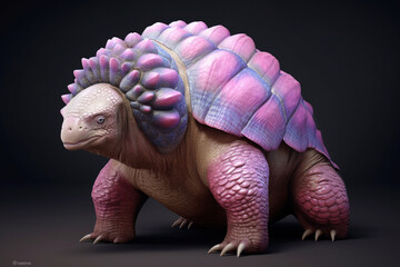 Poster - A pastel-colored Glyptodon with a majestic mane, rendered in soft hues of pink, purple, and blue, exuding a serene and regal presence. Generative AI technology