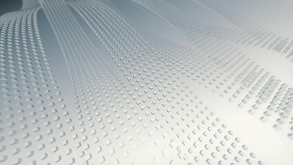 Aufkleber - Movement by waves of bands of white particles, loop animation. 3d rendering 4K