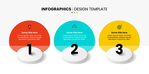 Wall Mural - Infographic template. 3 isometric circular pedestals with numbers