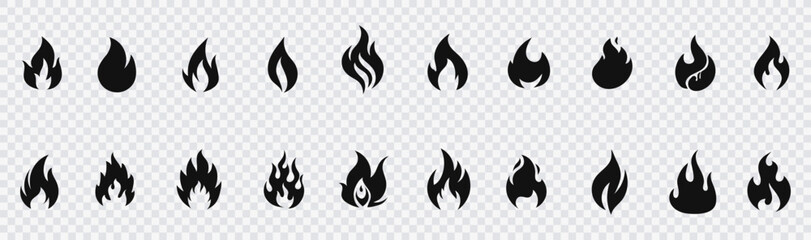set of fire flame vector icons. collection of fire and flame icons. bonfire icons, flaming elements.