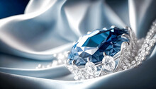 Blue Diamond And White Diamonds Jewellery Design Collection Gem Masterpiece, Luxury Exclusive Sapphire Gemstone And Exquisite Premier Bespoke Jeweller Custom-cut Sapphires. Generative Ai
