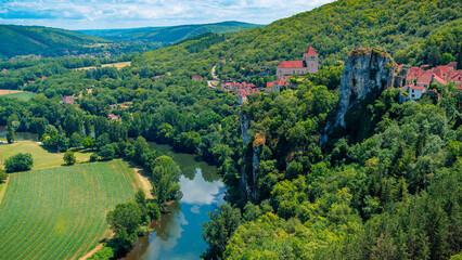 Wall Mural - Panoramic view of Valley of Lot river in France