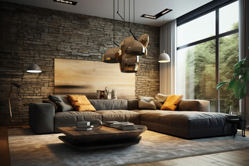 living room interior with fireplace