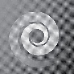 Poster - Halftone spiral on dotted background. Polka dots retro background or sign, logo, icon.