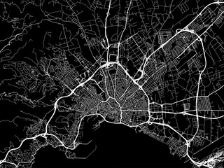 Wall Mural - Vector road map of the city of  Palma de Mallorca in Spain on a black background.