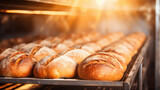 Fototapeta  - fresh bread in bakery oven