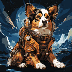 Wall Mural - astronaut dog lands on the planet pandora in outer space
