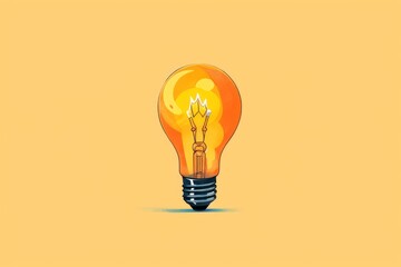 Illustration of a yellow background with a glowing light bulb created by generative AI