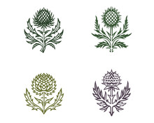 Thistle Prickly Herbaceous Plants Print Tattoo Logo Simbol 