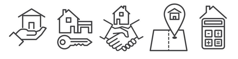 Wall Mural - Real estate, proprietary, and mortgage - Icon Set on white background