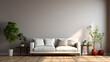 © kitti - simple minimalism living room, wooden floor, door, white and gray interior Generative AI