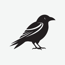 Crow Raven Icon Vector Black And White 