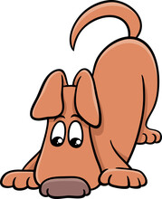 Funny Cartoon Sniffing Brown Dog Comic Animal Character