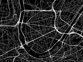 Vector road map of the city of  Boulogne-Billancourt in France on a black background.