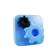 Aufkleber - 3d rendering simple blue gear setting icon concept. 3d illustration