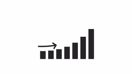 Poster - Infographic growth bw 2D object animation. Increase sales in business outline cartoon 4K video, alpha channel. Investment. Rising up arrow on chart graph animated icon on white background