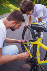 Wall Mural - Dad and son cycling