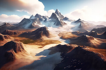 Wall Mural - Chile landscape with mountains. Generative AI Art. Beautiful view.